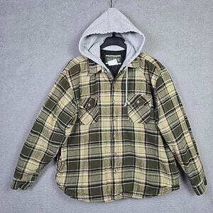 Men’s Field Stream Flannel Sweatshirt Hoodie Jacket Full Zip Quilted Size XL